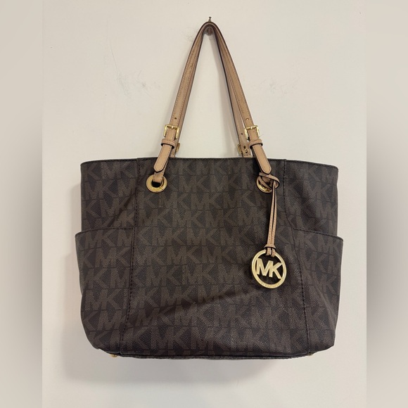 Michael Kors Handbags - Michael Kors Brown Signature Tote with Gold Accents